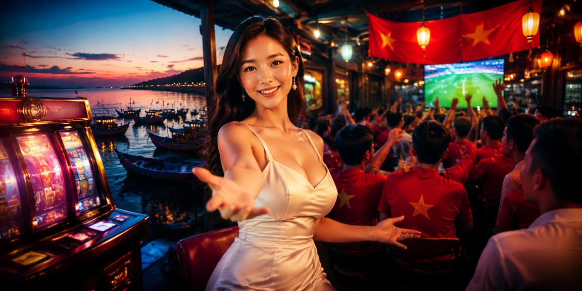Người dùng tại Mũi Né chơi Slot game trên bãi biển bằng điện thoại di động